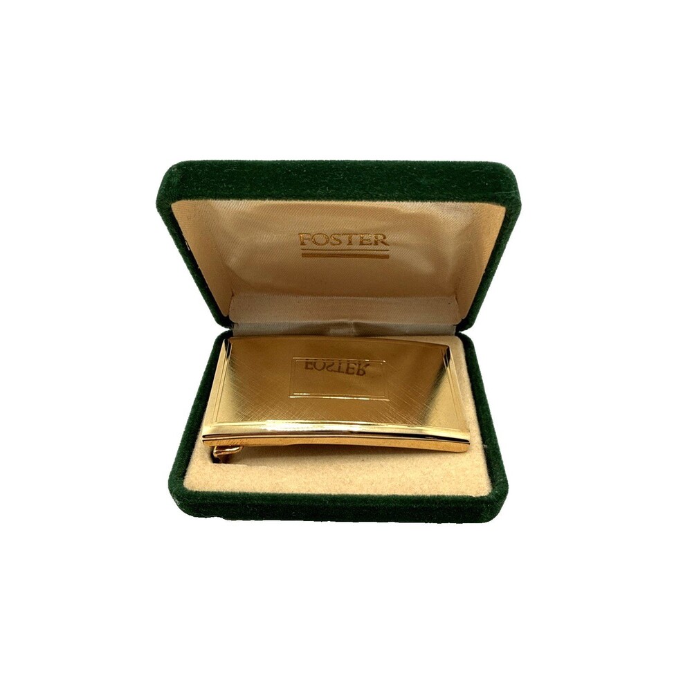 Vintage 1960s FOSTER Gold Tone Belt Buckle NOS with Original Box 1 1/8"